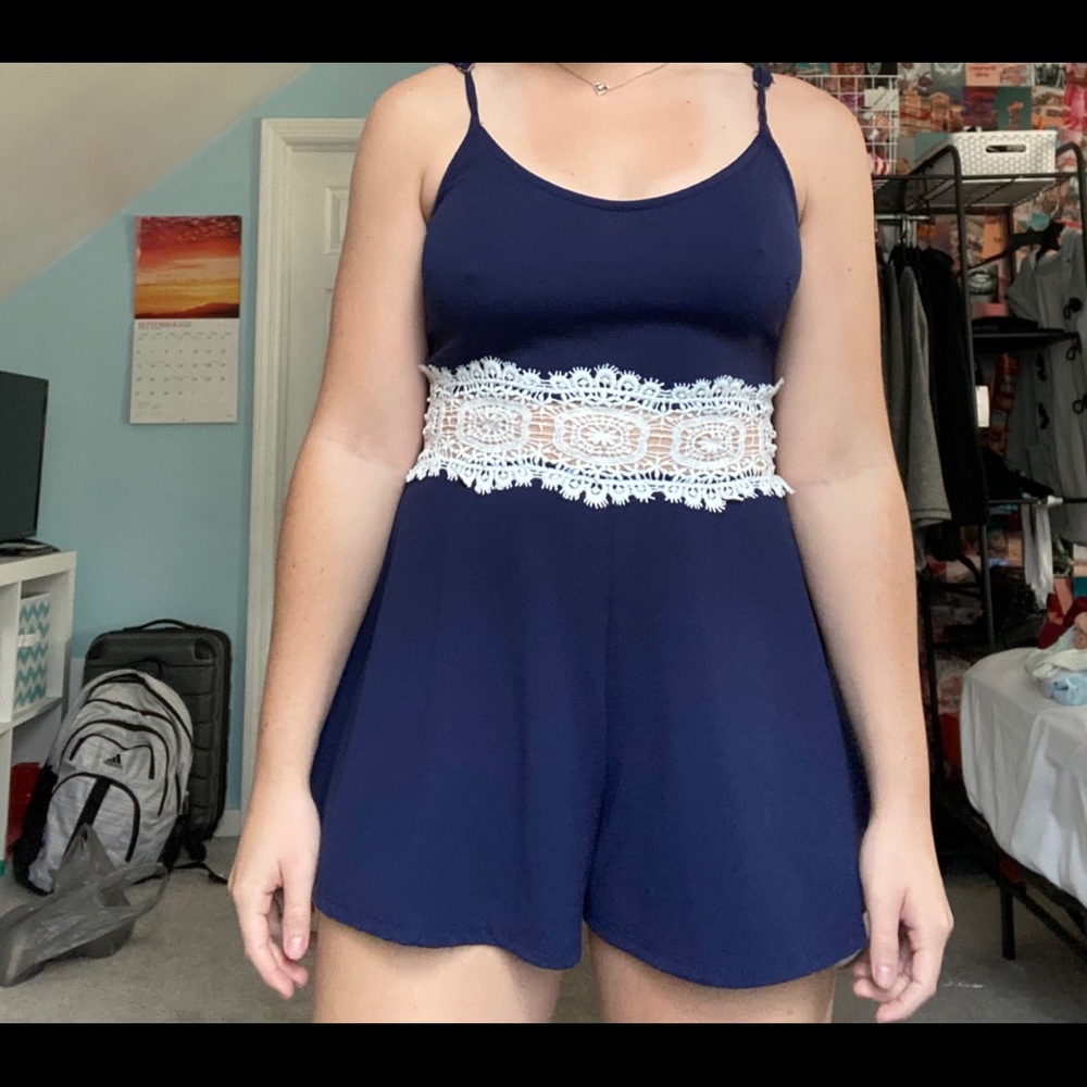blue lace romper